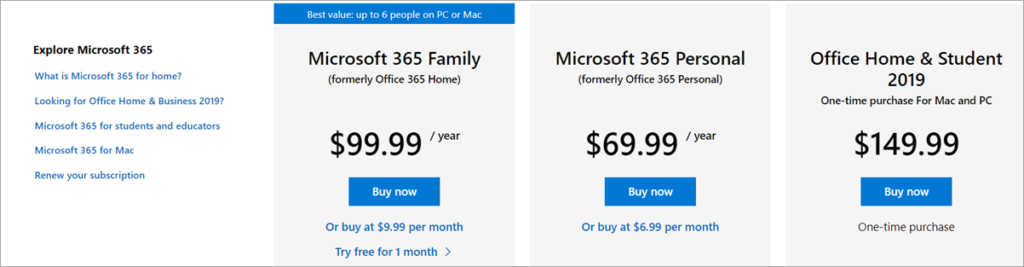 Microsoft Subscription Pricing