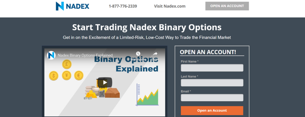 Nadex Homepage Screenshot