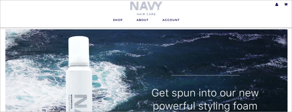 Navy Hair Care Homepage Screenshot