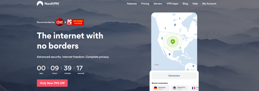 Nord VPN Homepage Screenshot