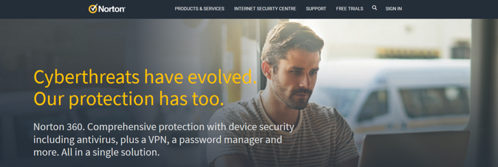 Norton Software Homepage Screenshot