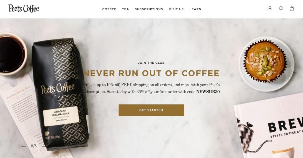Peet's Coffee Homepage