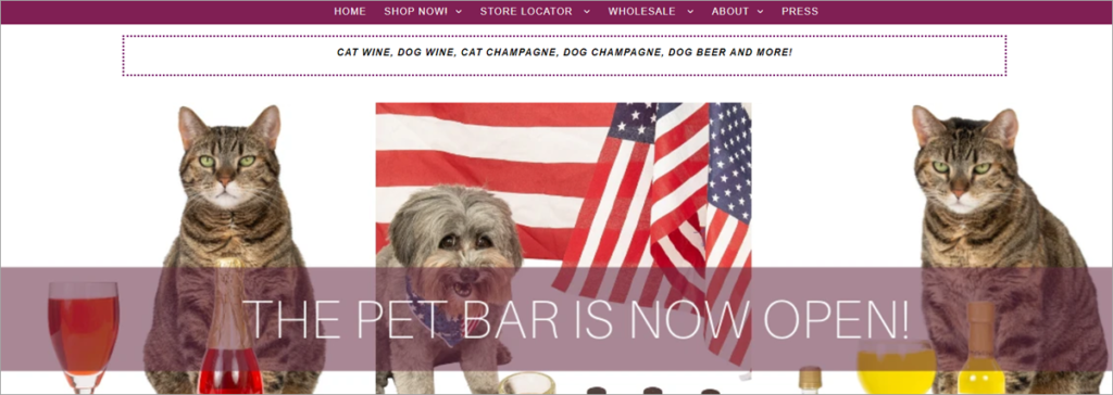 Pet Winery Homepage Screenshot