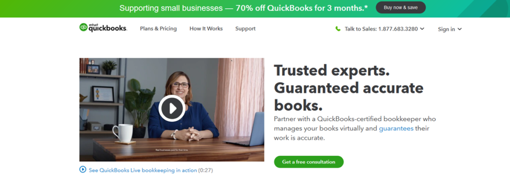 Quickbooks Homepage Screenshot