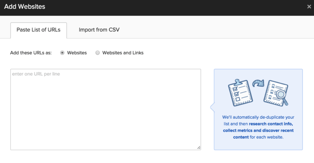 Importing URL’s for contact info scraping in Buzzstream