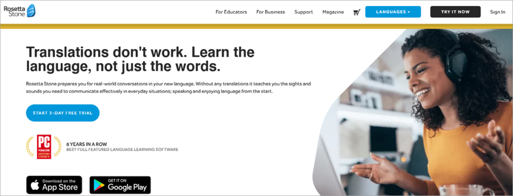 Rosetta Stone Homepage Screenshot