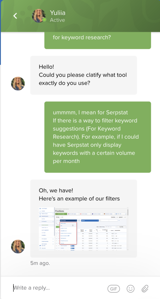 Serpstat Support Chat