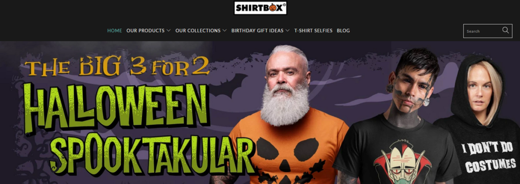 Shirtbox Homepage Screenshot
