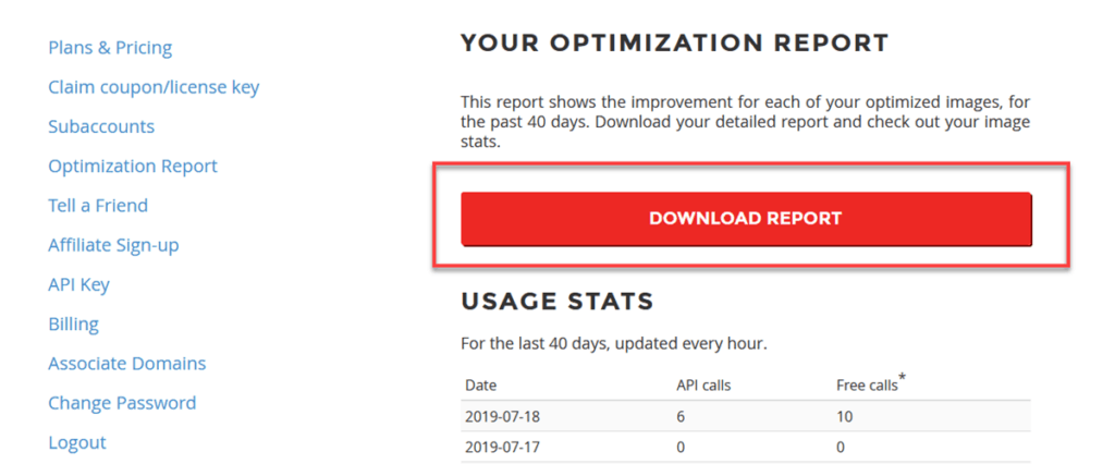 Shortpixel Optimization Report Download