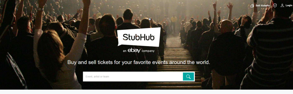 Stub Hub Homepage Screenshot