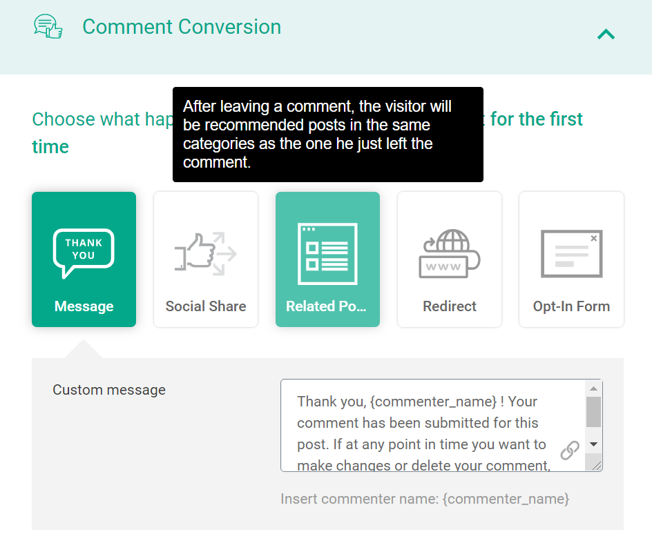 Thrive Comment Conversion Settings