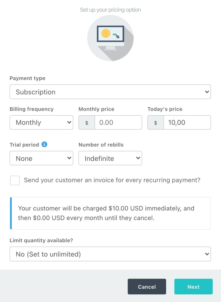 Thrivecart Subscription Payment Method
