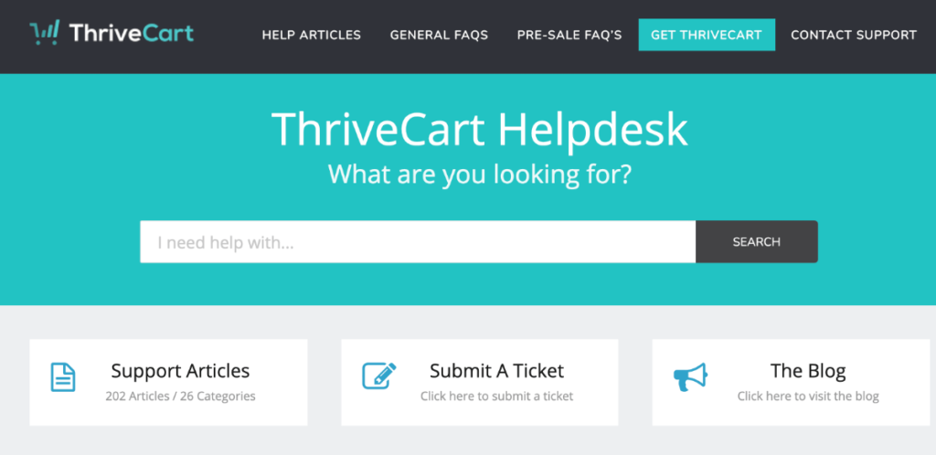 Thrivecart Support Options