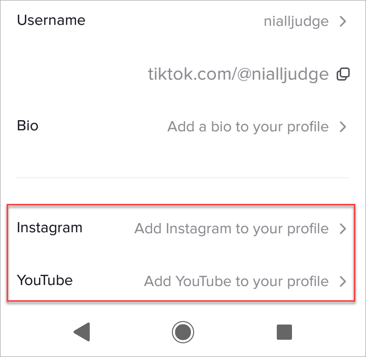 Tiktok Profile With Social Media Links