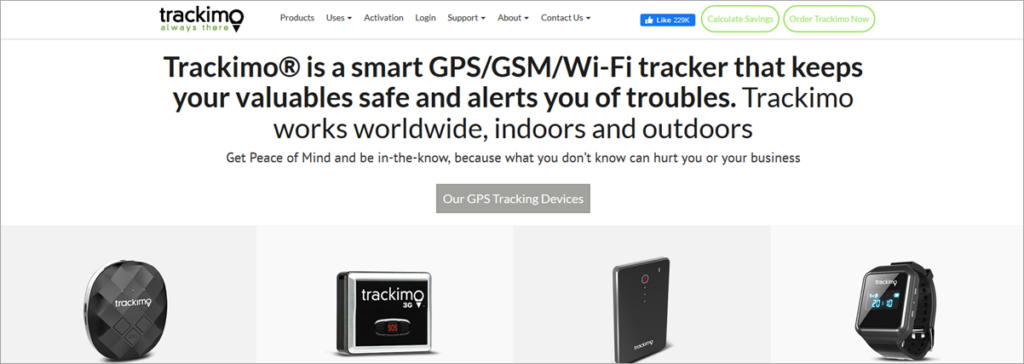 Trackimo Homepage Screenshot