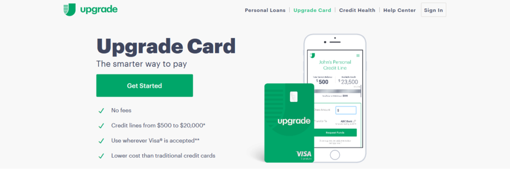 Upgrade Credit Card Homepage