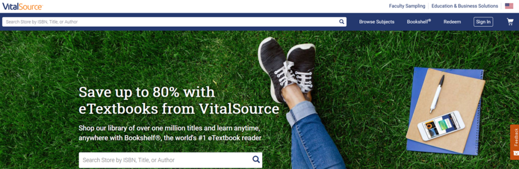 Vital Source Homepage Screenshot