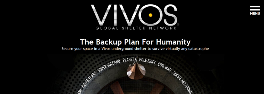 Vivos Shelters Homepage Screenshot