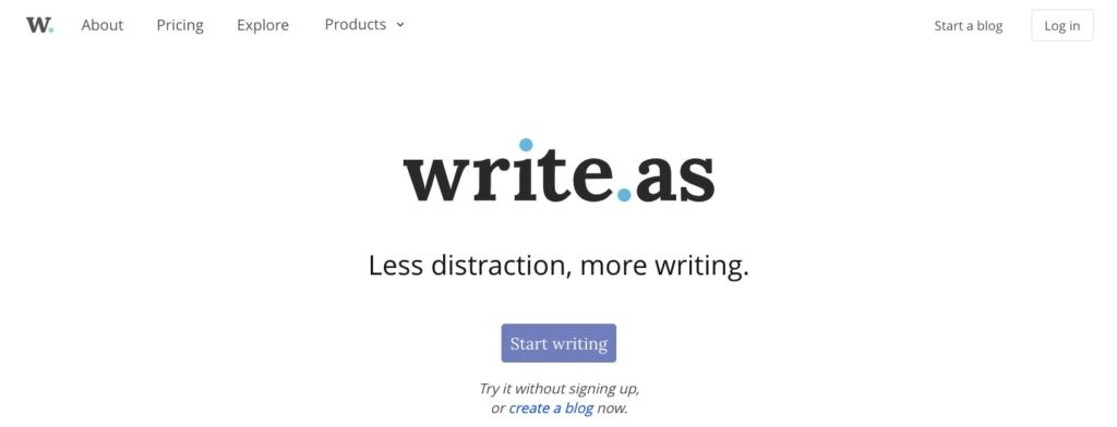 Write.as Homepage