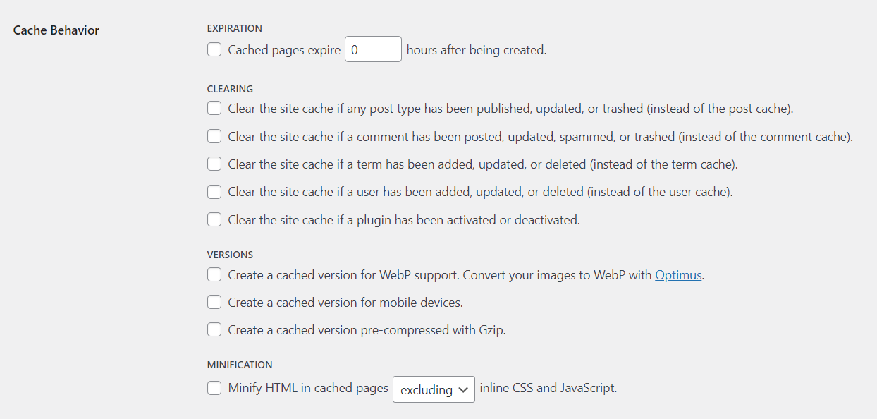 Cache Enabler Cache Behavior