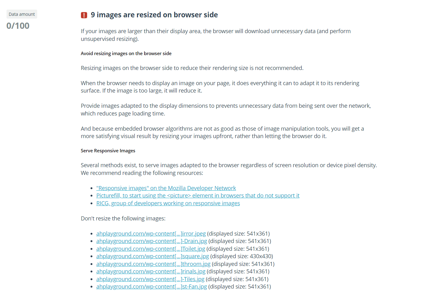 Dareboost Speed Test Diagnostics Info