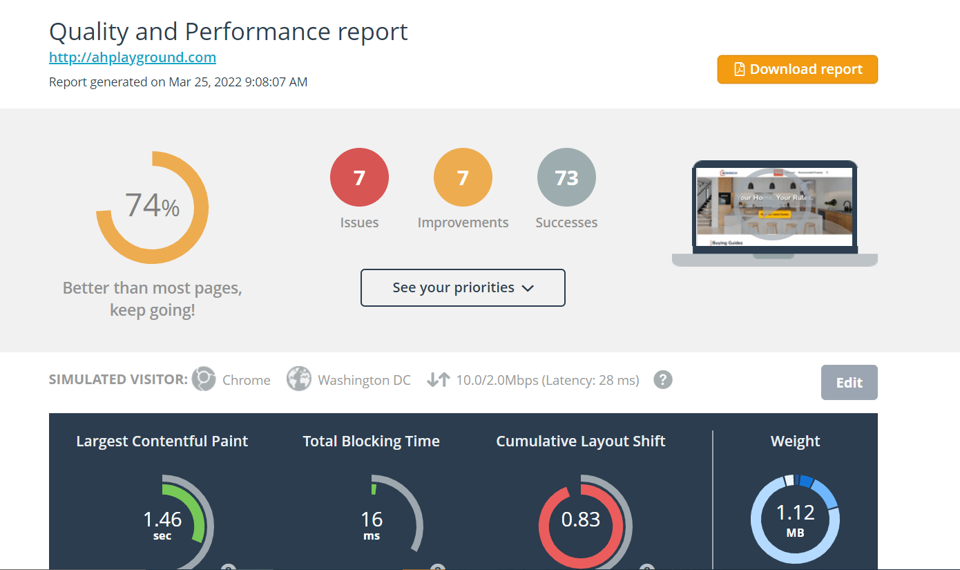 Dareboost Speed Test Tool Interface