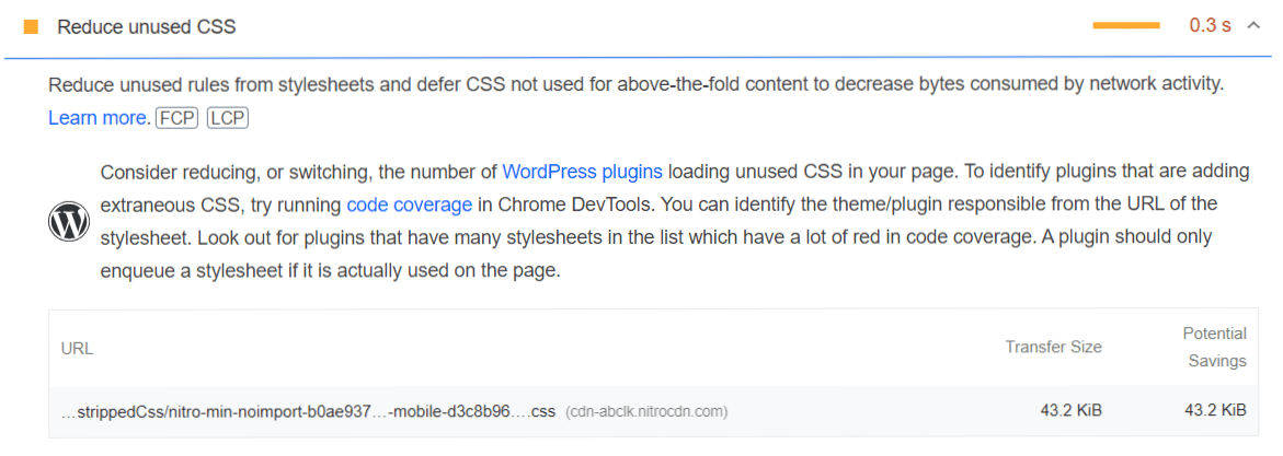 Google Pagespeed Insights Diagnostics