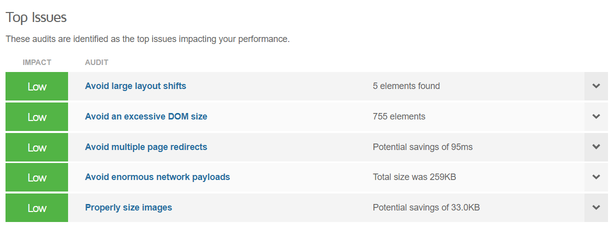 Gtmetrix Top Issues List