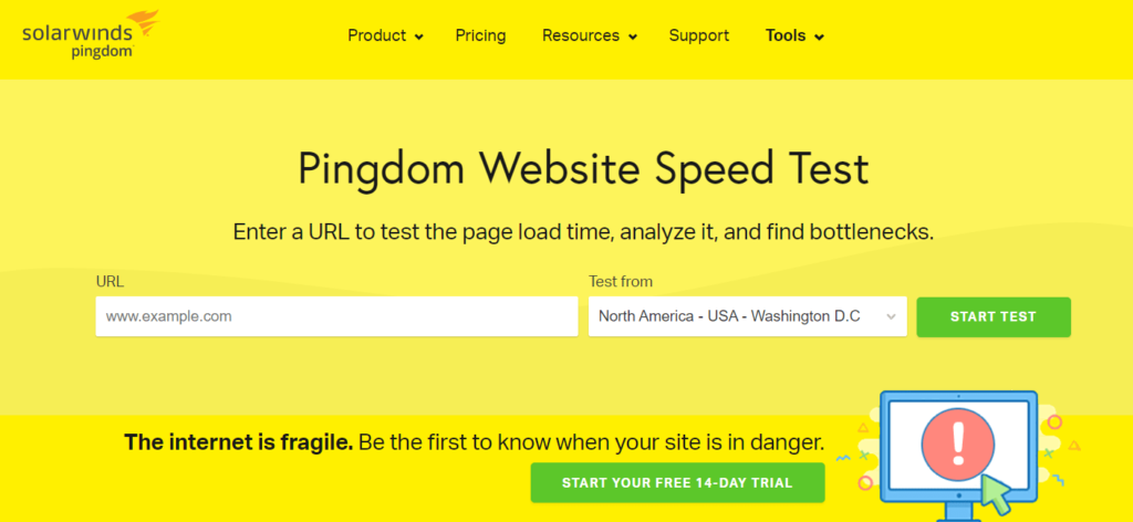 Pingdom Homepage Screenshot