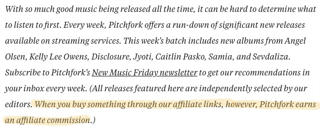 Pitchfork Affiliate Disclosure