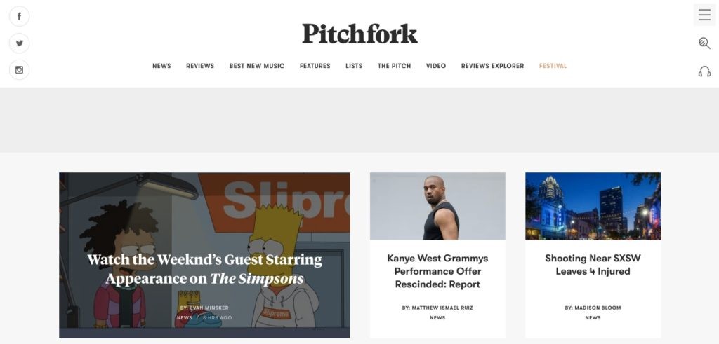 Pitchfork Homepage