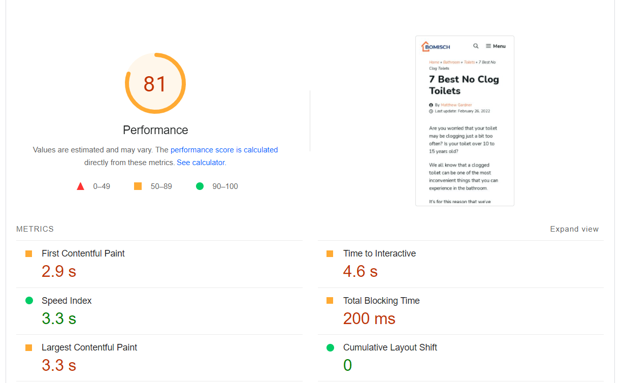 Test Site Benchmark Mobile Wp Optimize Vs Wp Rocket