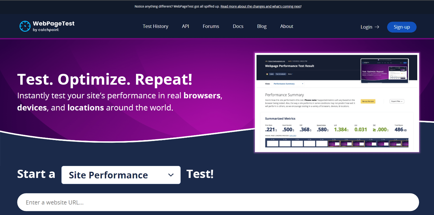 Webpagetest Homepage