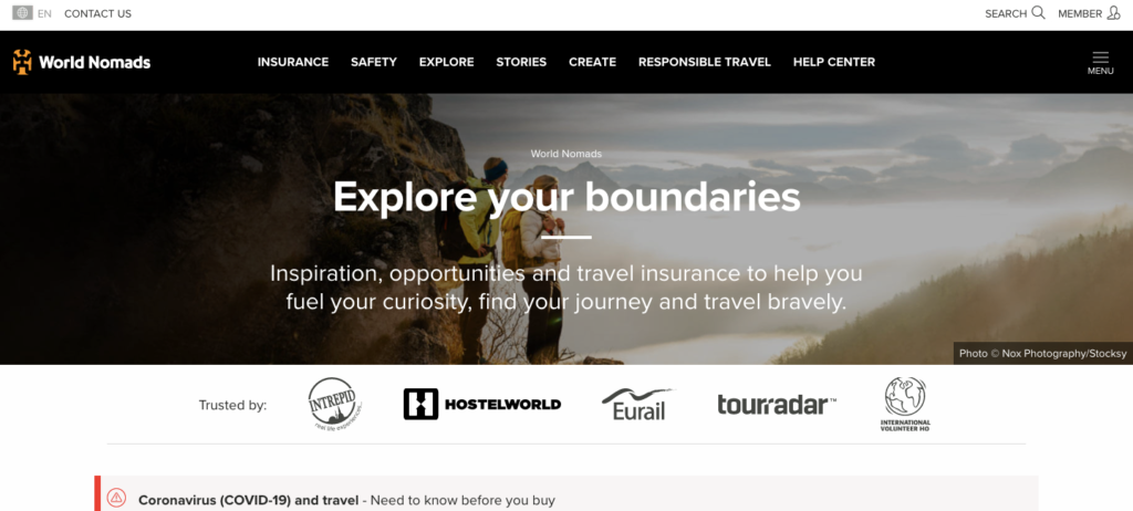 world nomads homepage screenshot