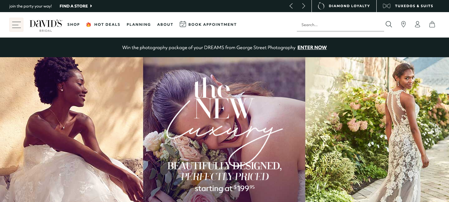 davids bridal homepage screenshot