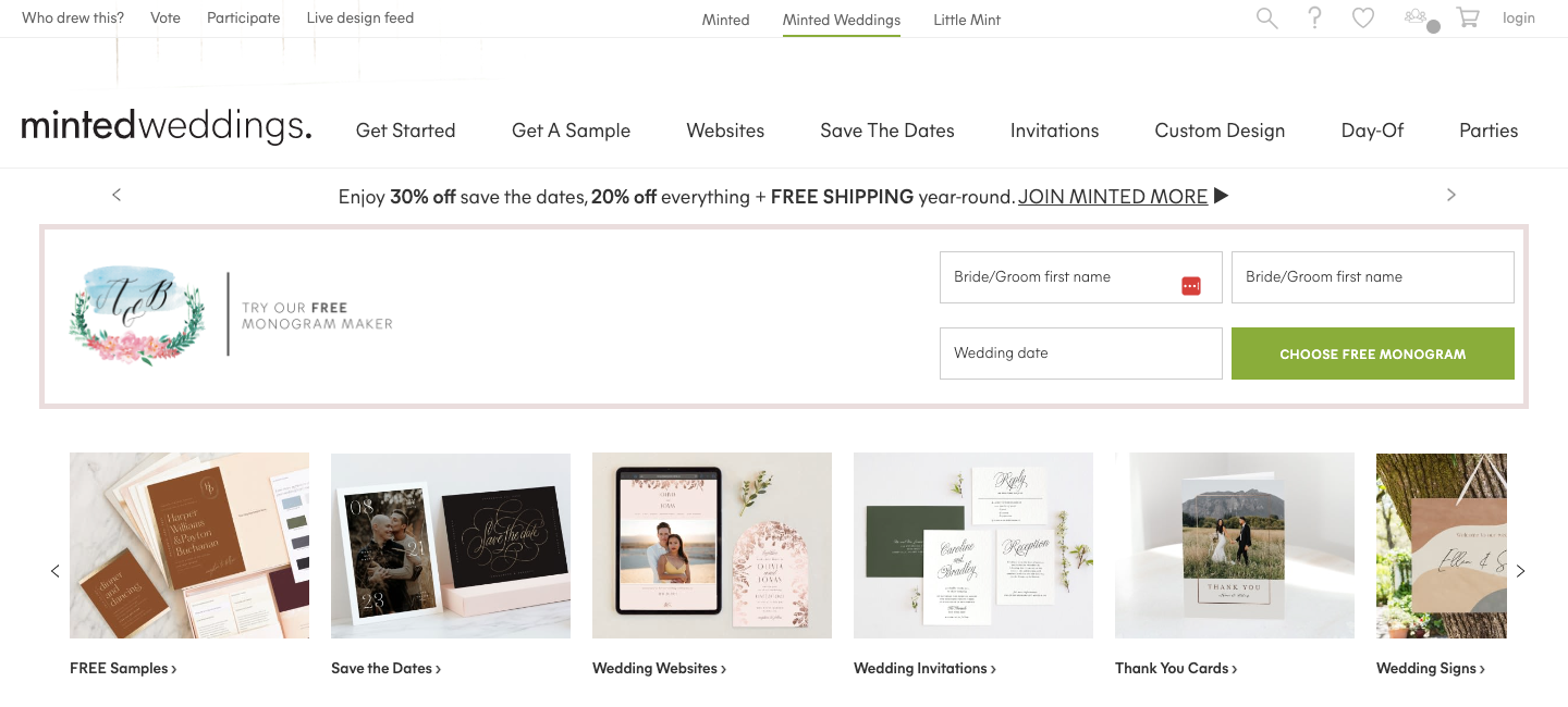 minted homepage screenshot