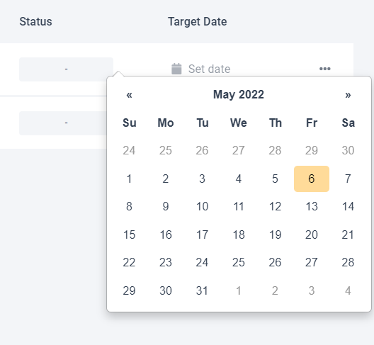 Target Date in Calendar Frase