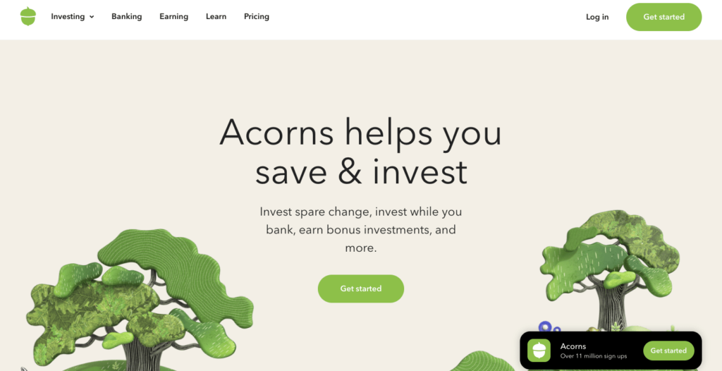 acorns homepage