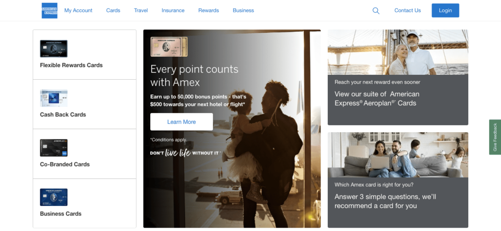 american express homepage