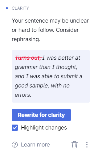 Grammarly Clarity Suggestion 3