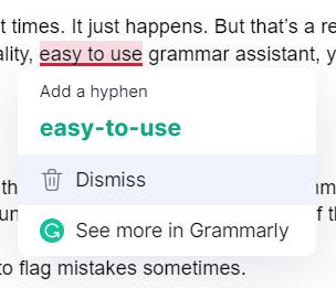 Dismiss Grammarly Suggestion