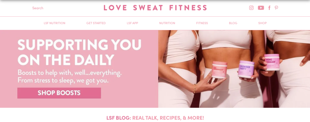 Love Sweat Fitness Homepage