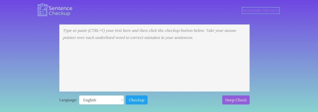 Sentence Checkup Homepage