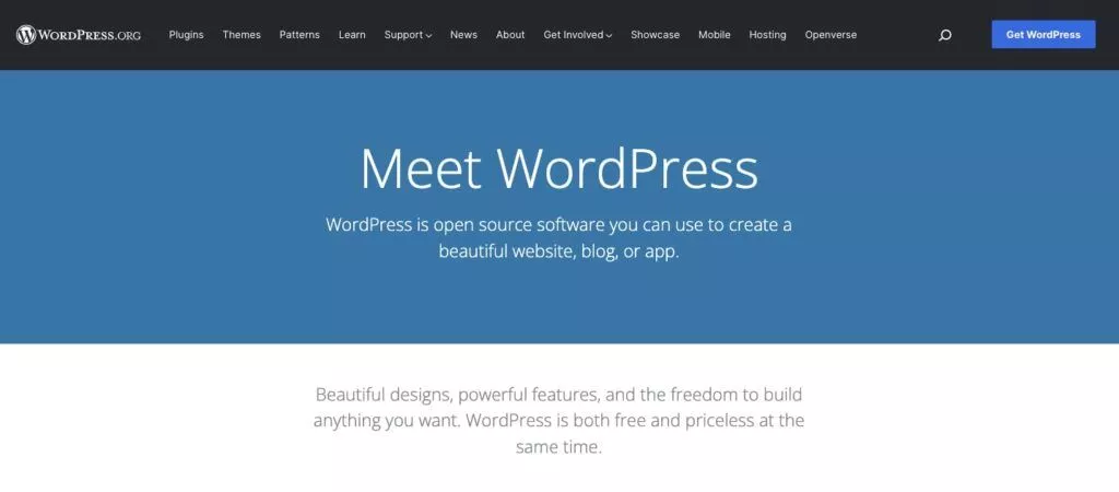 Wordpress.org Homepage