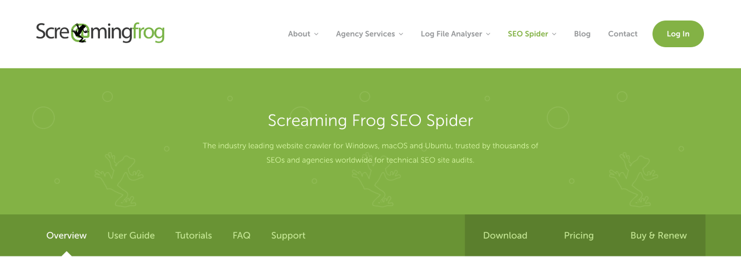 Screaming Frog's Website