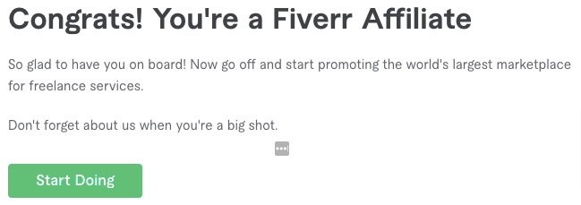 Fiverr Affiliate Program Signup Done