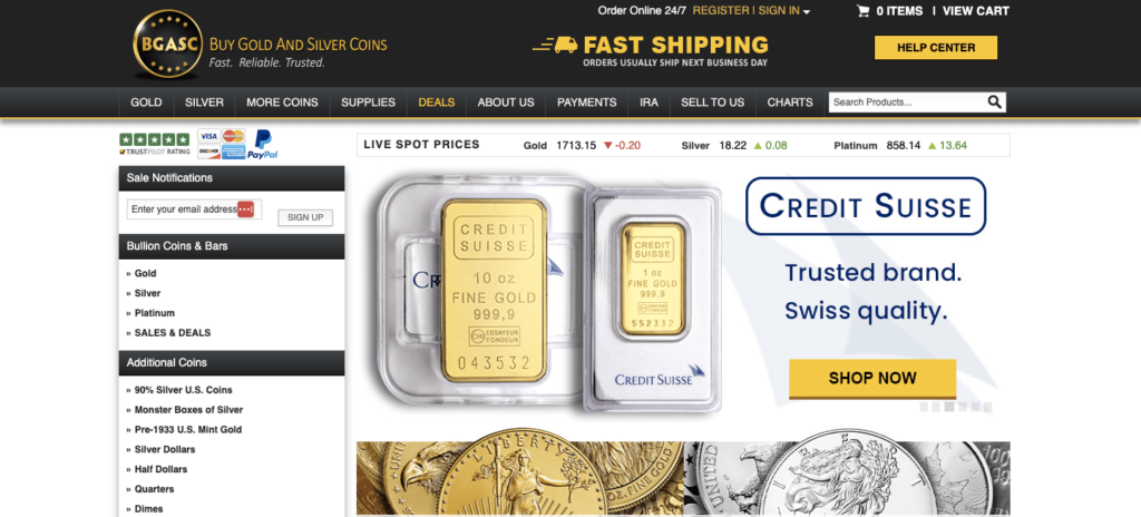 buy gold and silver coins homepage