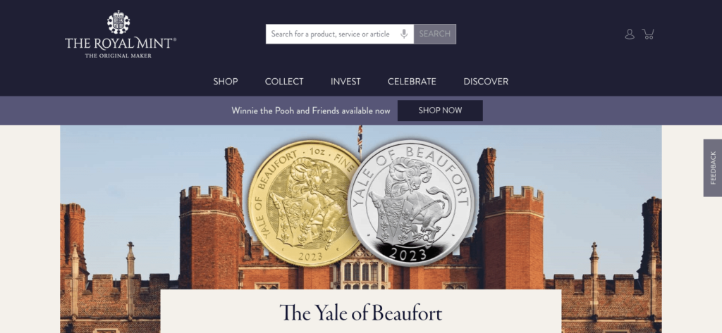 the royal mint homepage