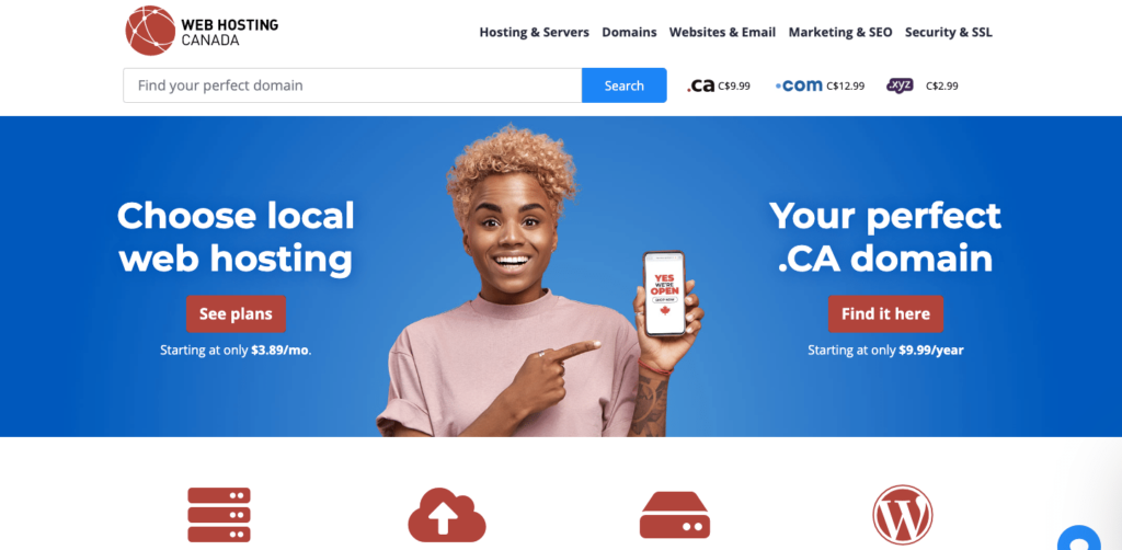 web hosting canada homepage