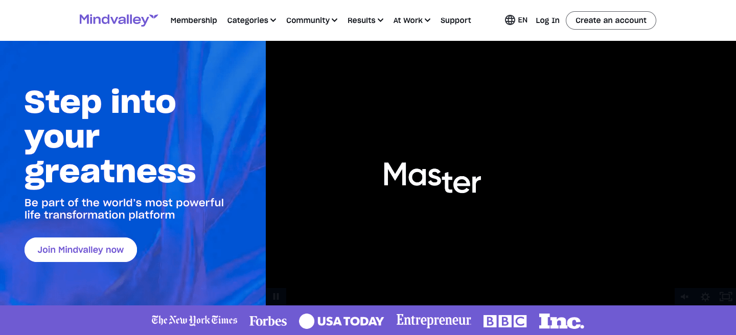 mindvalley homepage